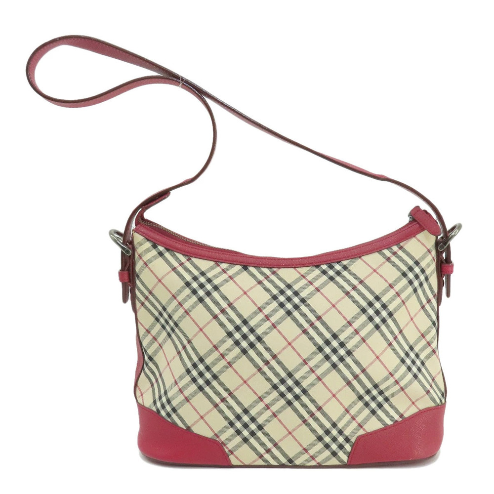 Burberry Check Leather Canvas Nova Shoulder Bag Black